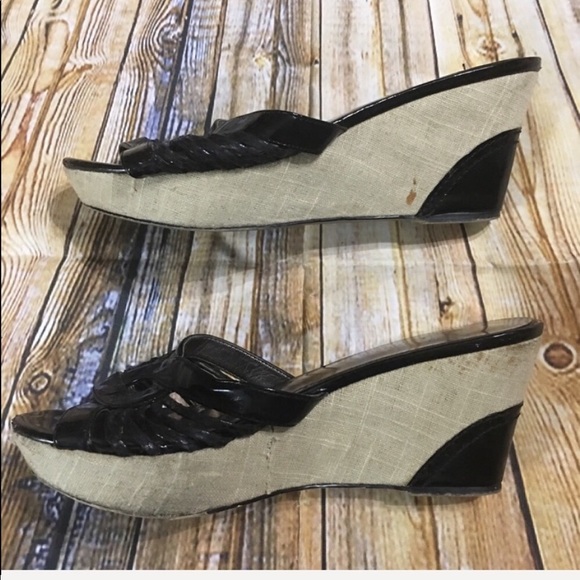 Clark’s Black Slip On Peep Toe 3 1/4” Wedge Sandal - Picture 4 of 6